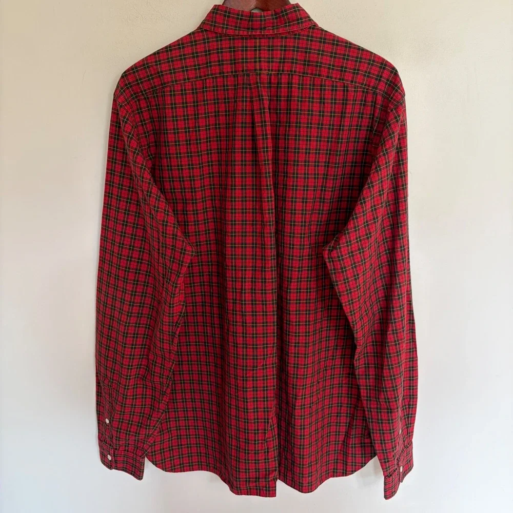 Polo Ralph Lauren Mens Classic Fit Red Plaid Tartan Button Down Shirt 17.5 36-37