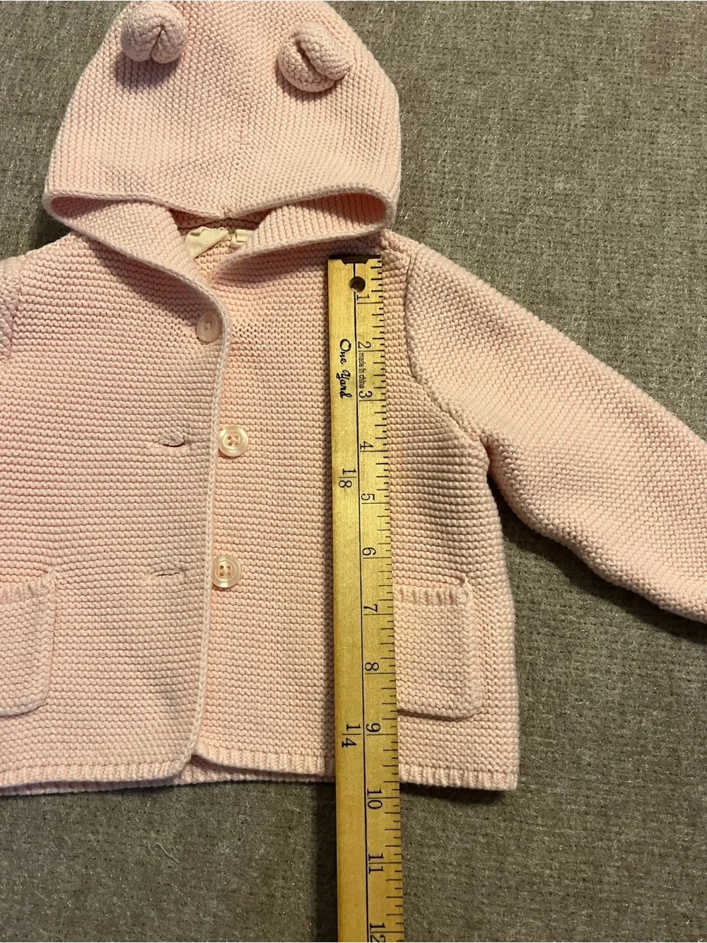 GAP Baby Hooded Knit Cardigan with Ear Accents - Pale Pink