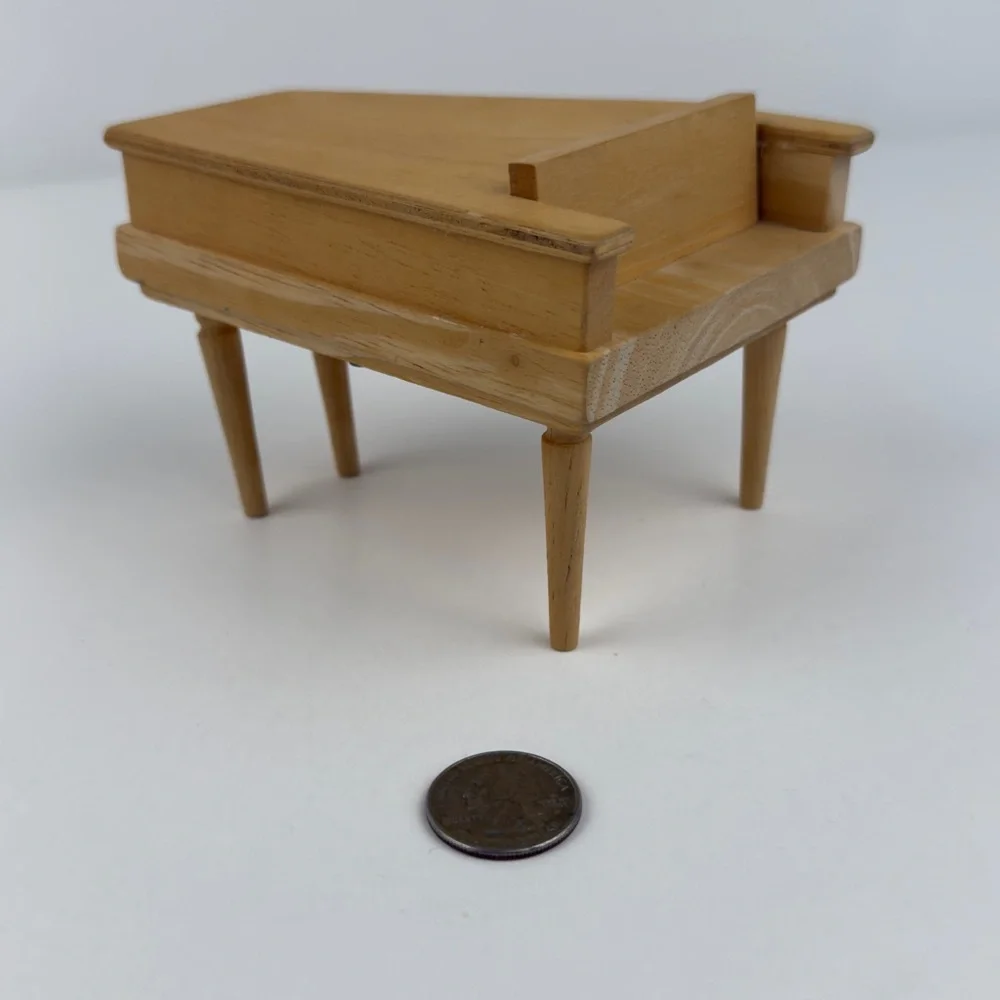 Miniature Dollhouse Baby Grand Piano Music Box 1:12 Scale Wood Working