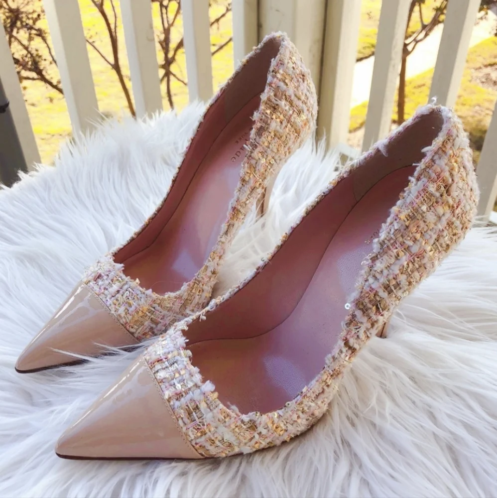 Kate Spade Lacy Tweed Heels 8.5 - Blush Pink Pastel
