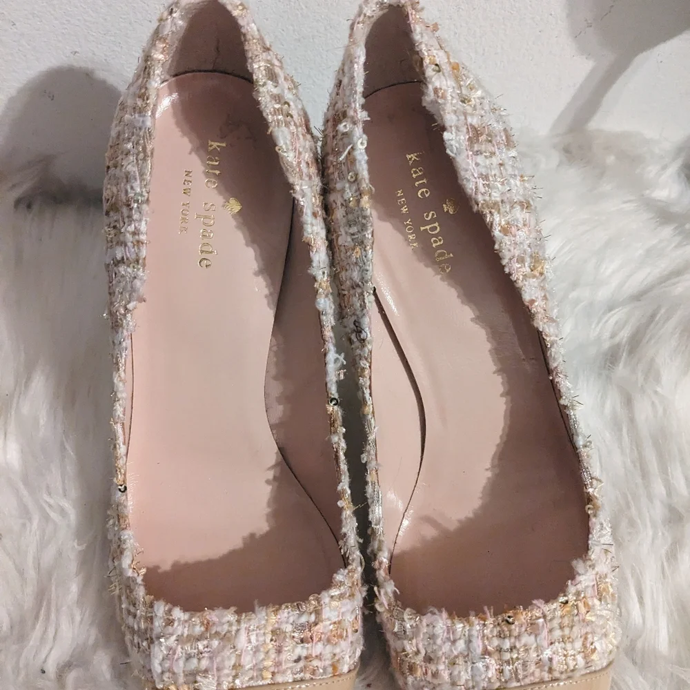 Kate Spade Lacy Tweed Heels 8.5 - Blush Pink Pastel