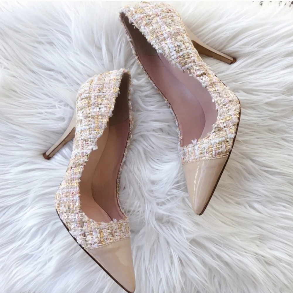Kate Spade Lacy Tweed Heels 8.5 - Blush Pink Pastel