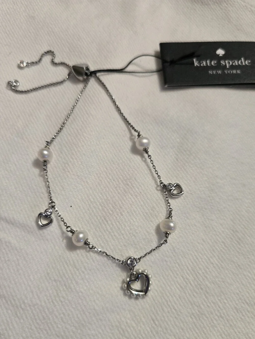 kate spade Silver Pearl & Heart Bracelet