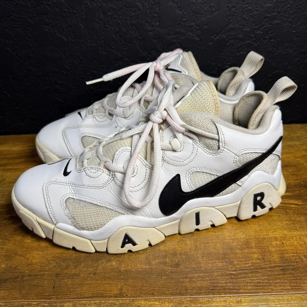 Nike Air Barrage Low CW3130-100 White‎ Leather Athletic Sneakers Mens 11.5