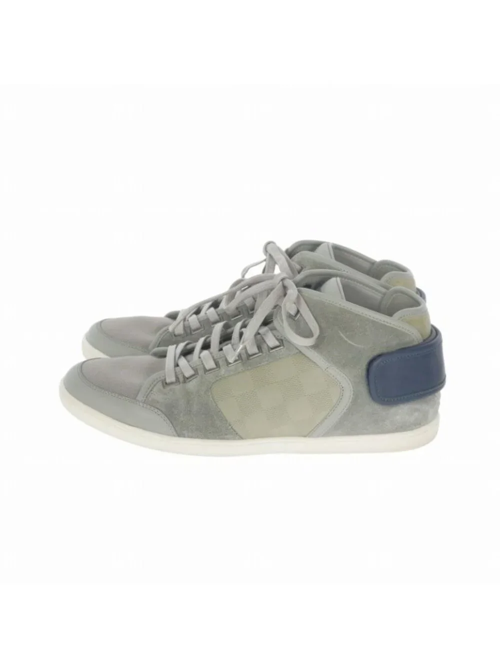 Louis Vuitton Suede Damier High Cut Sneakers 6 Gray