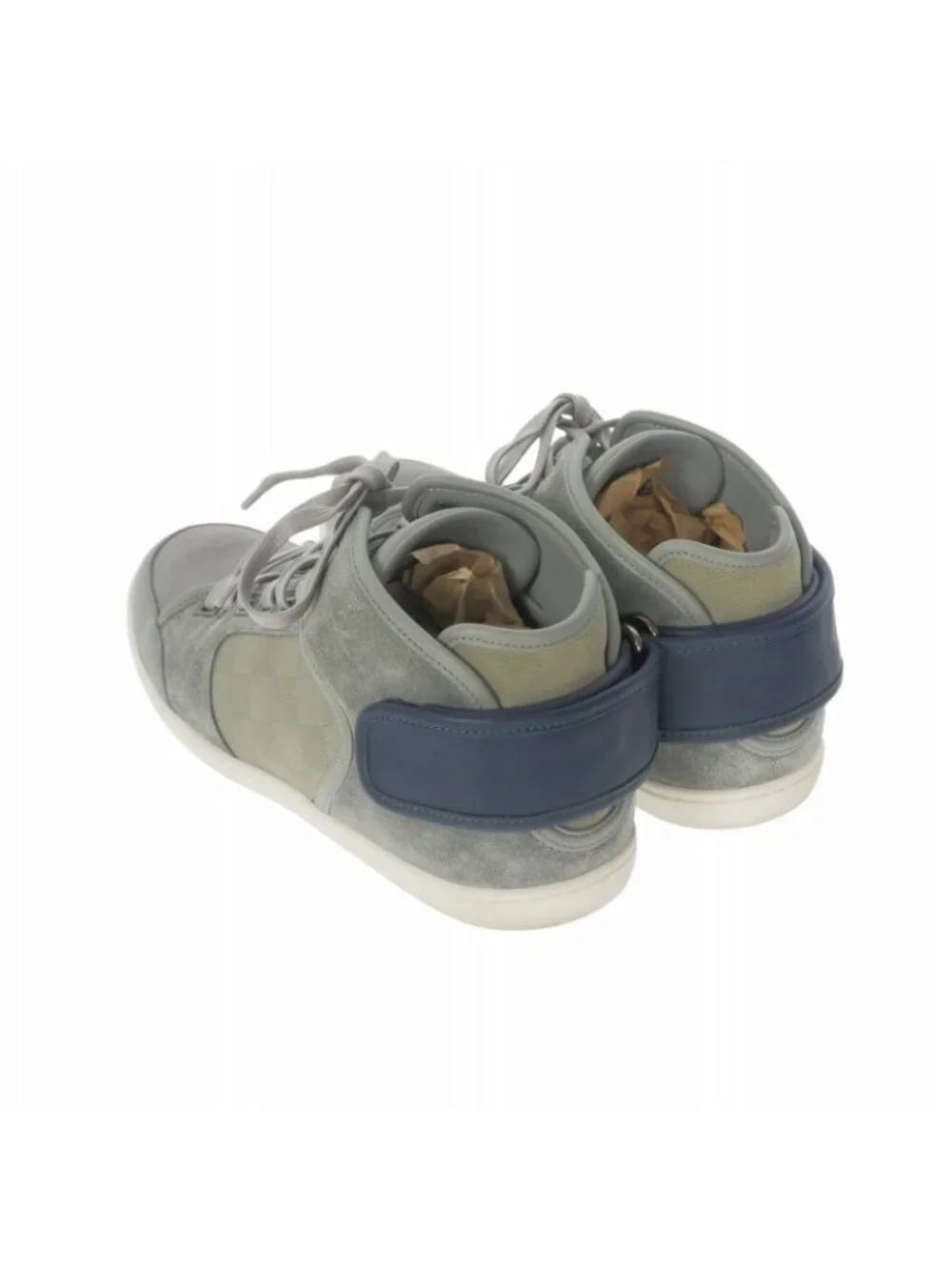 Louis Vuitton Suede Damier High Cut Sneakers 6 Gray