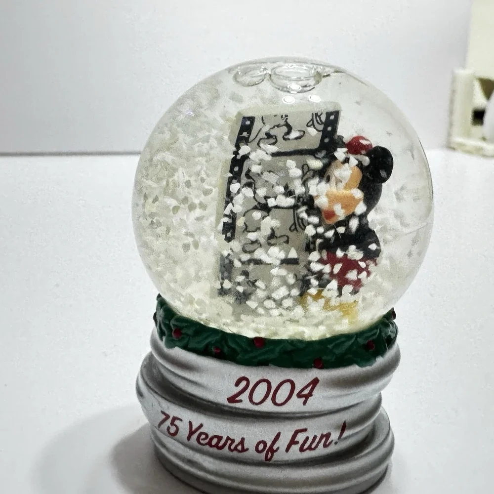 Disney JCPenny Exclusive Mini Globe  Mickey 2004 75 Years of Fun  With Box 2.5