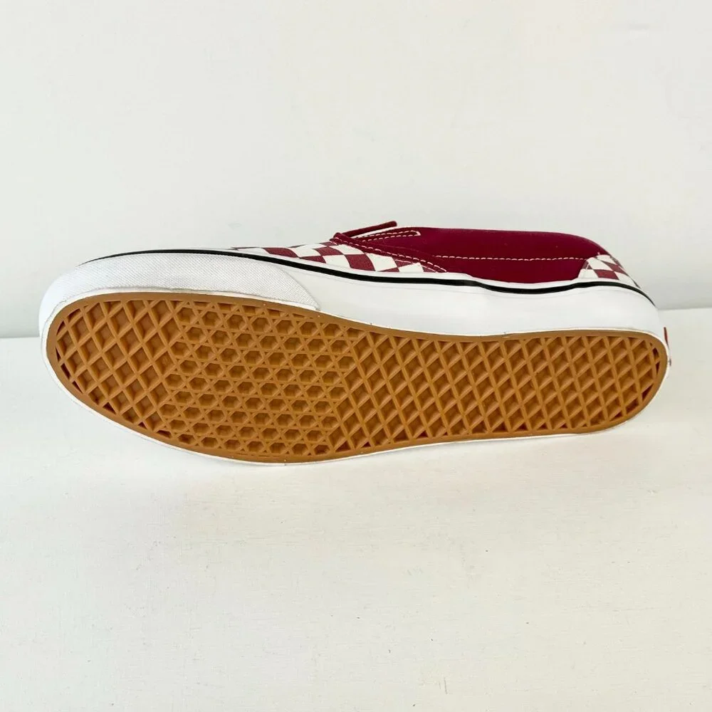 Men's 11 - VANS Classic Slip-On Checkerboard Skateboarding Shoe - Burgundy