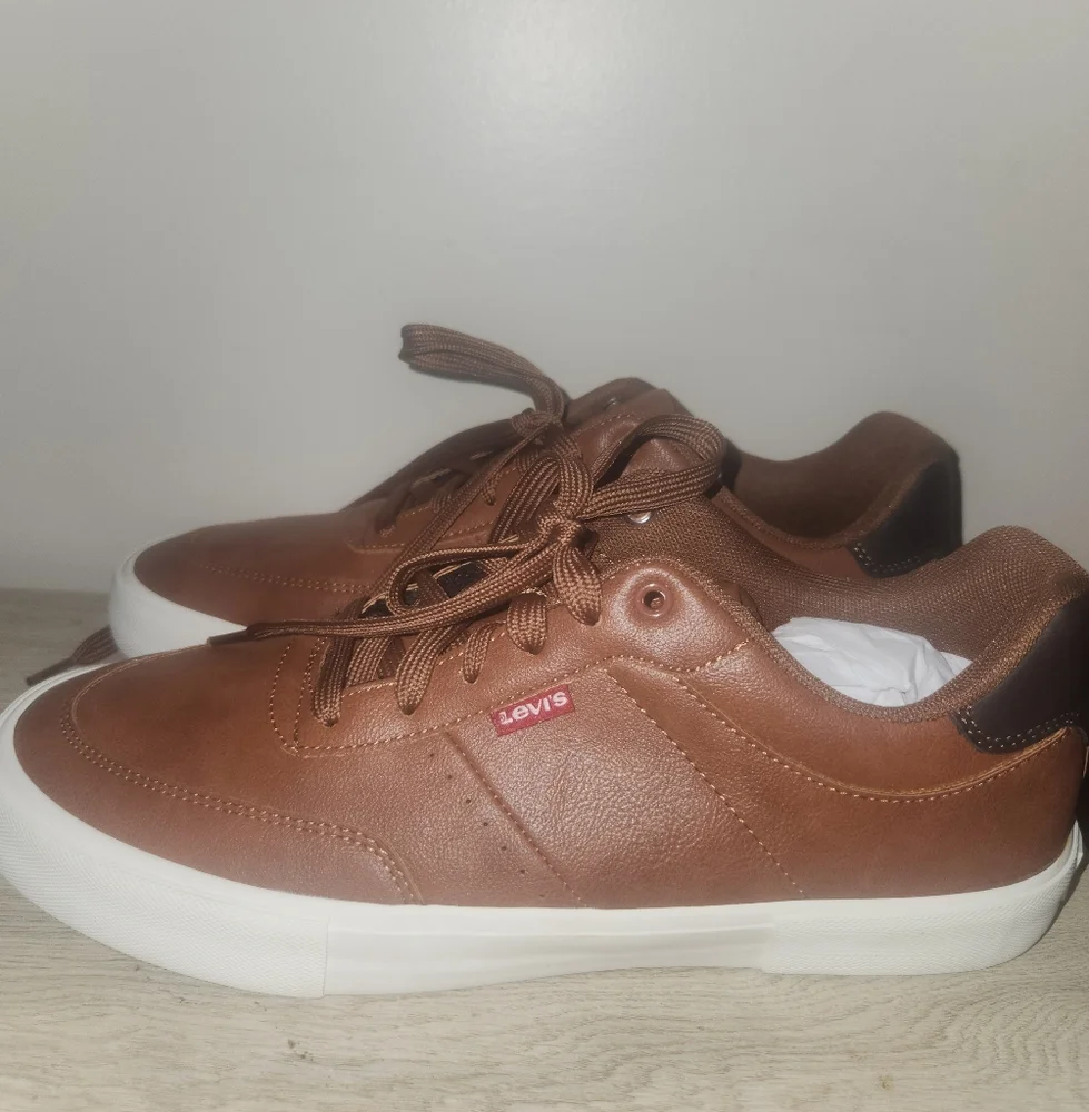 Levis Mens Tan Brown Faux‎ Leather Low Top Sneakers LV705418 Size 10M
