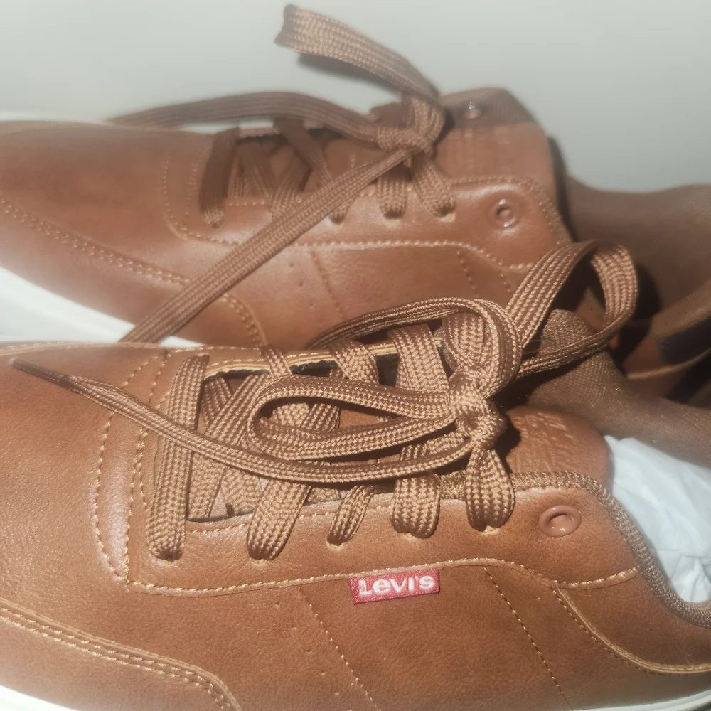 Levis Mens Tan Brown Faux‎ Leather Low Top Sneakers LV705418 Size 10M