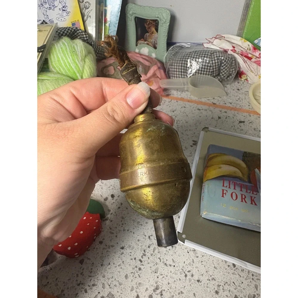Vintage Brass Lamp Socket Pull Chain Fixture Part Industrial stamped Perkins