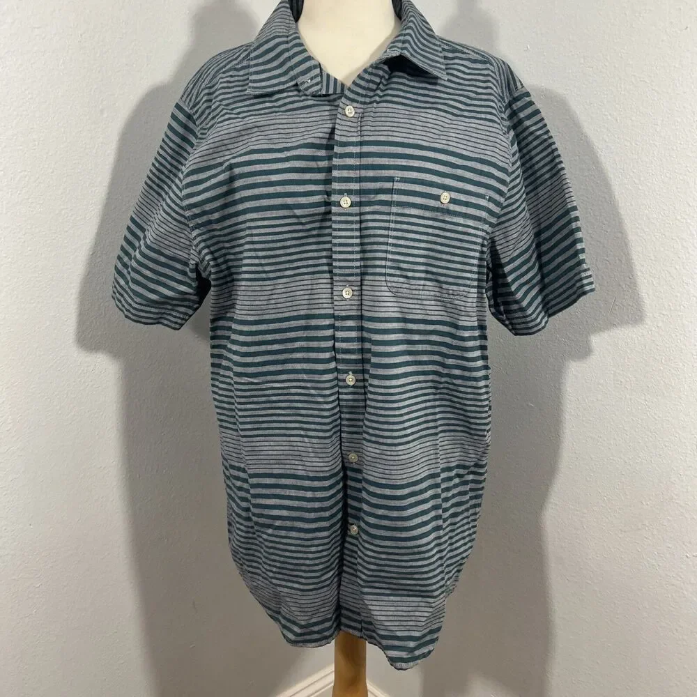 The North Face Shirt Mens Large Stripe‎ Short Sleeve Button Up