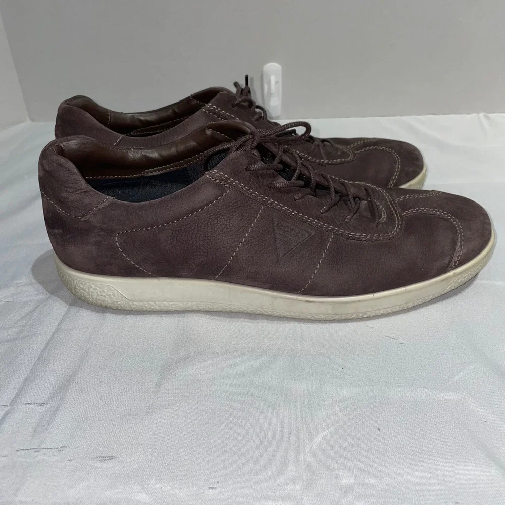 ECCO‎ Soft 7 Mens Brown Nubuck Leather Sneakers Low Top Shoes Size 43 9.5-10