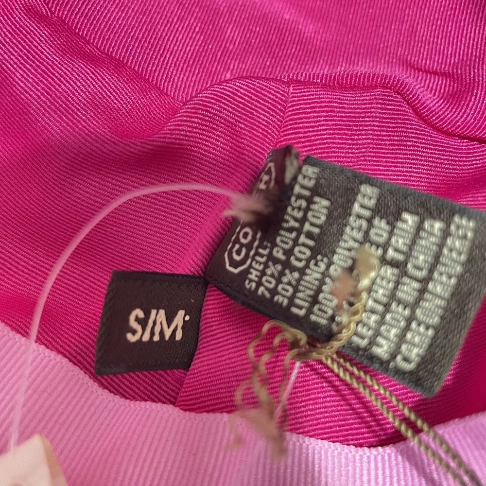 Vtg Coach Women Kids Girls Signature Monogram Bucket Hat Pink Trim Logo‎ Sz S/M