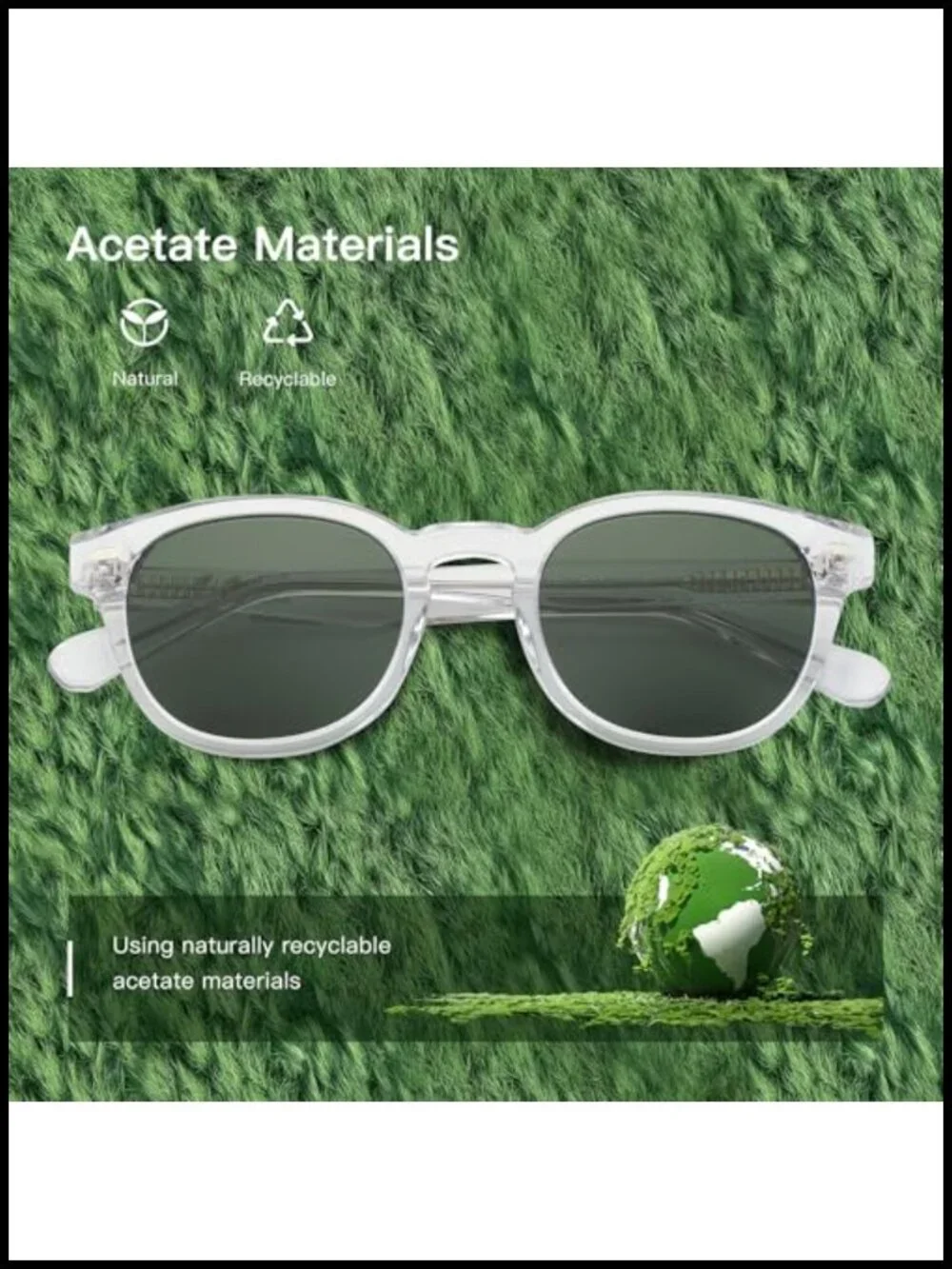 Retro Round Polarized Sunglasses UV Protection Biodegradable Acetate