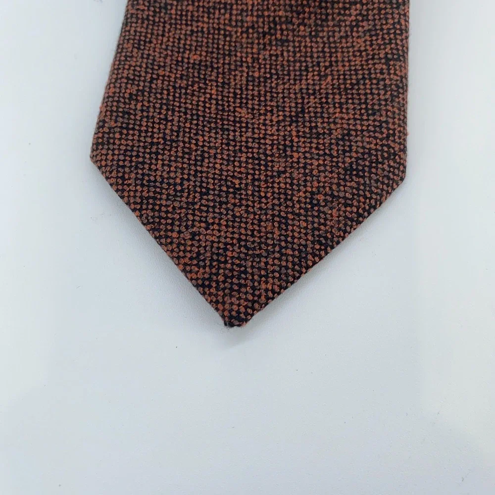 Eton Tie Mens One Size Orange Black Wool Classic Fit Professional Necktie NWT‎
