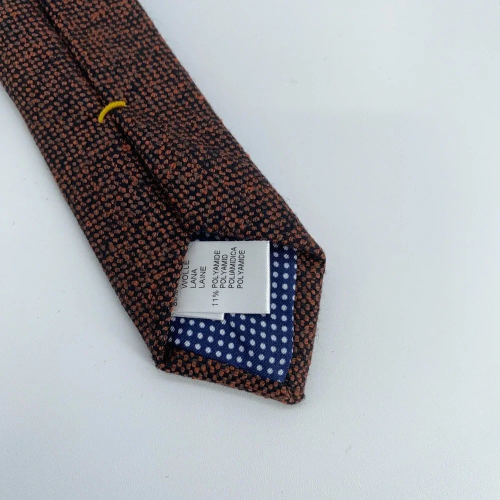Eton Tie Mens One Size Orange Black Wool Classic Fit Professional Necktie NWT‎