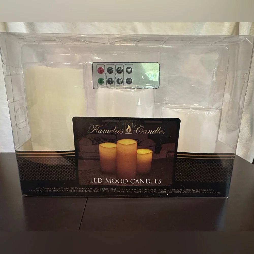 Flameless Candles - LED Mood Candles- set of‎ 3 with remote and timer feature