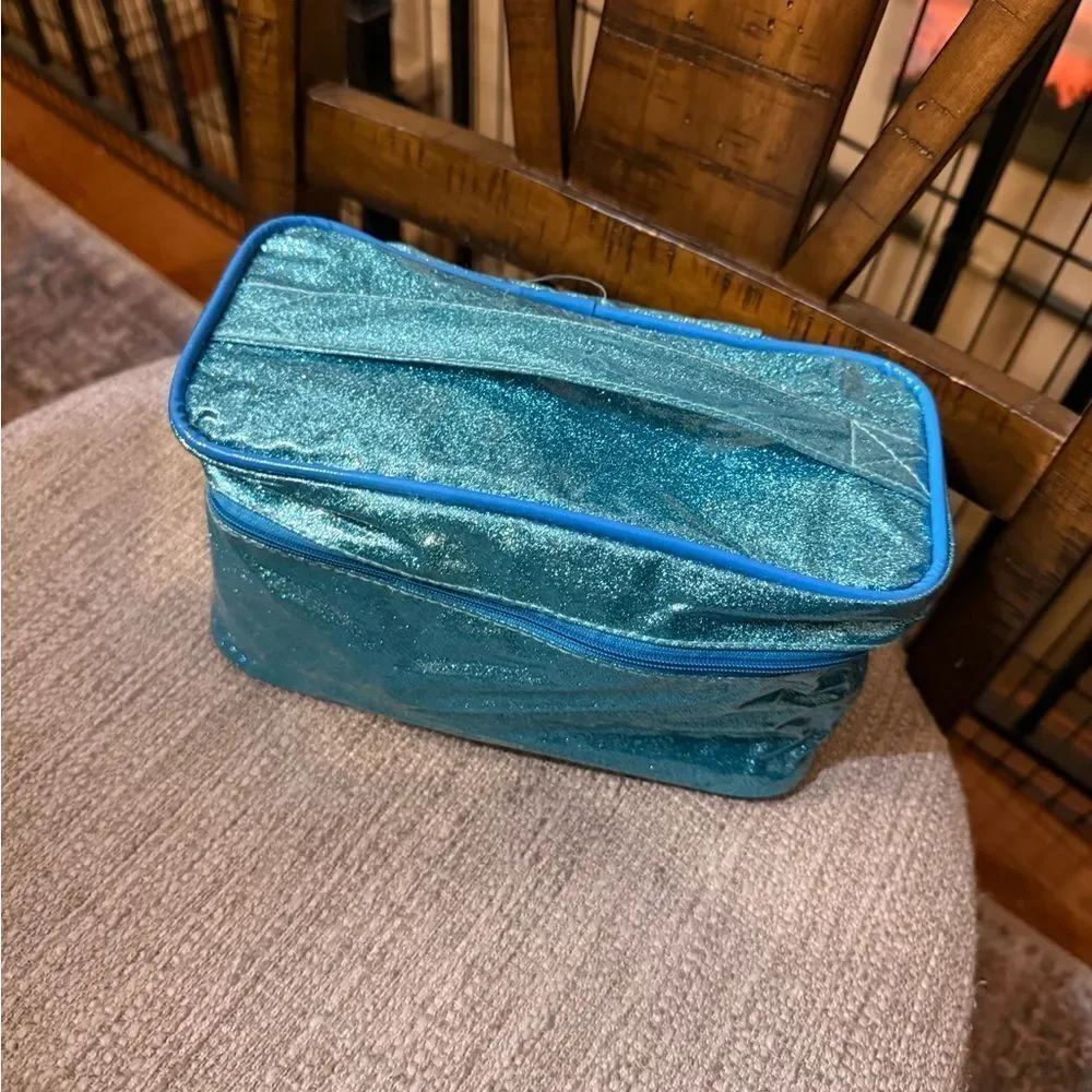 Elsa blue glitter cosmetic bag