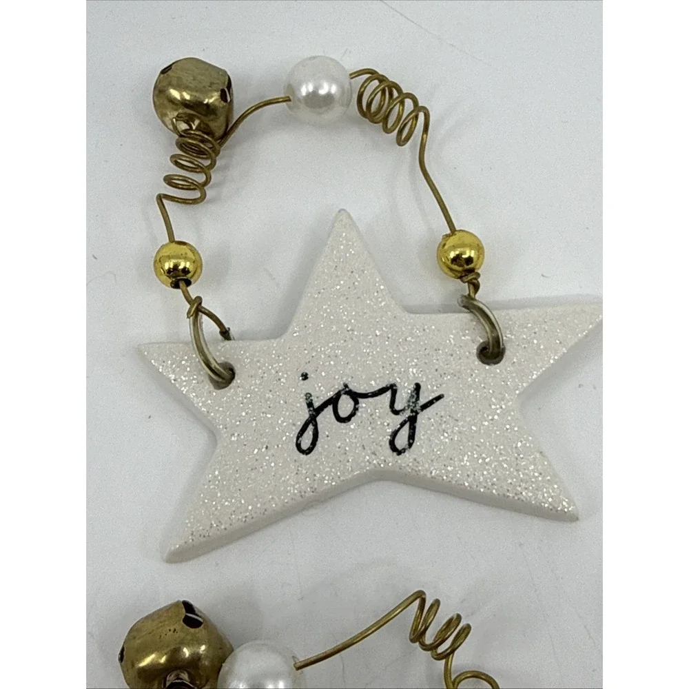 4 Sandra Magsamen For Silvestri Ornaments Joy Love Friends Celebrate White Star