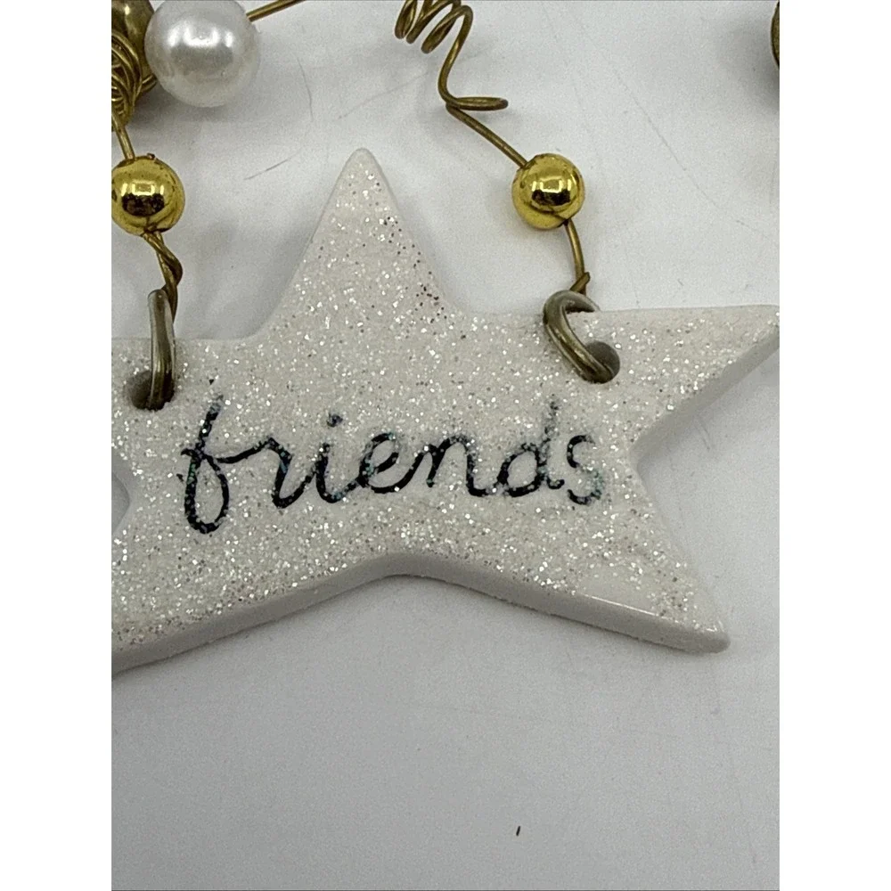 4 Sandra Magsamen For Silvestri Ornaments Joy Love Friends Celebrate White Star