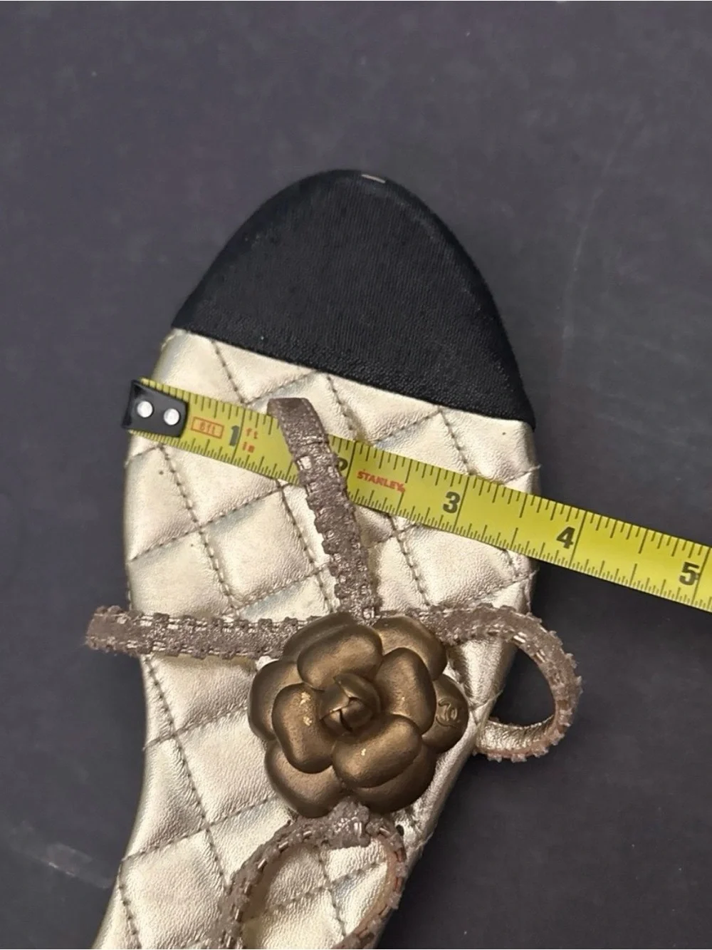 Chanel Gold Quilted CC Camelia Sandals‎