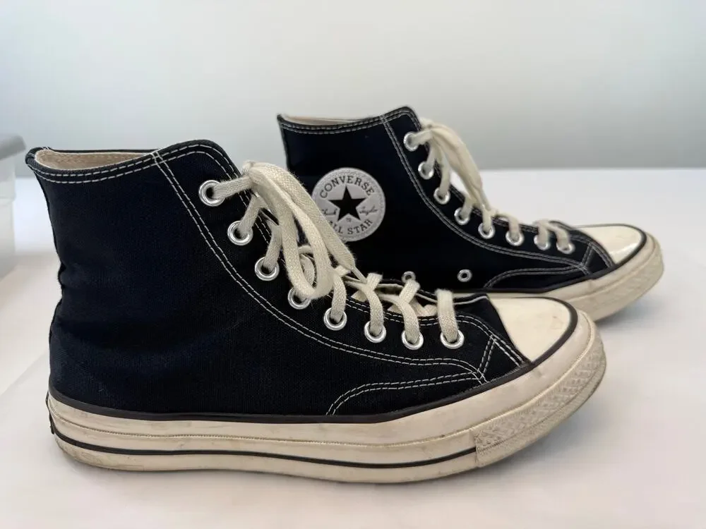 Converse Chuck Taylor All Star High Top Black Sneakers Mens 8.5 Womens 10.5