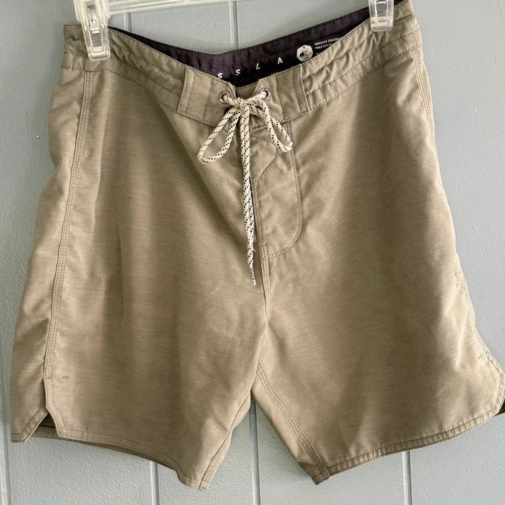 Vissla‎ Solid Sets Boardshort Mens 28 Khaki Cocotex Upcycled Coconut Stretch