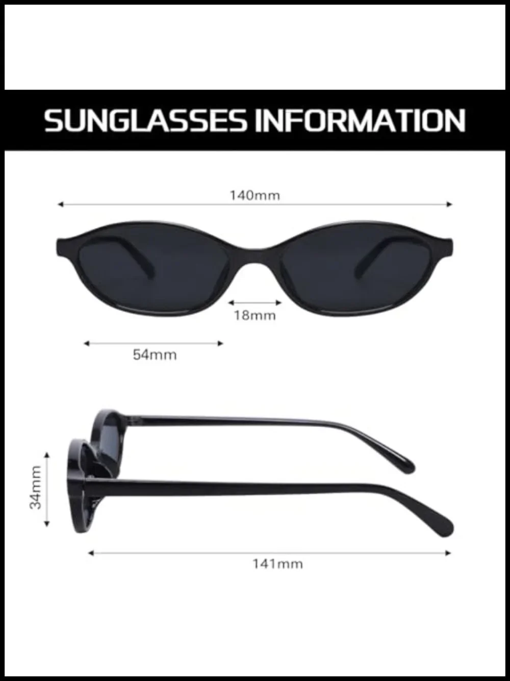 Retro Oval Cat Eye Sunglasses Lightweight Narrow UV Protection