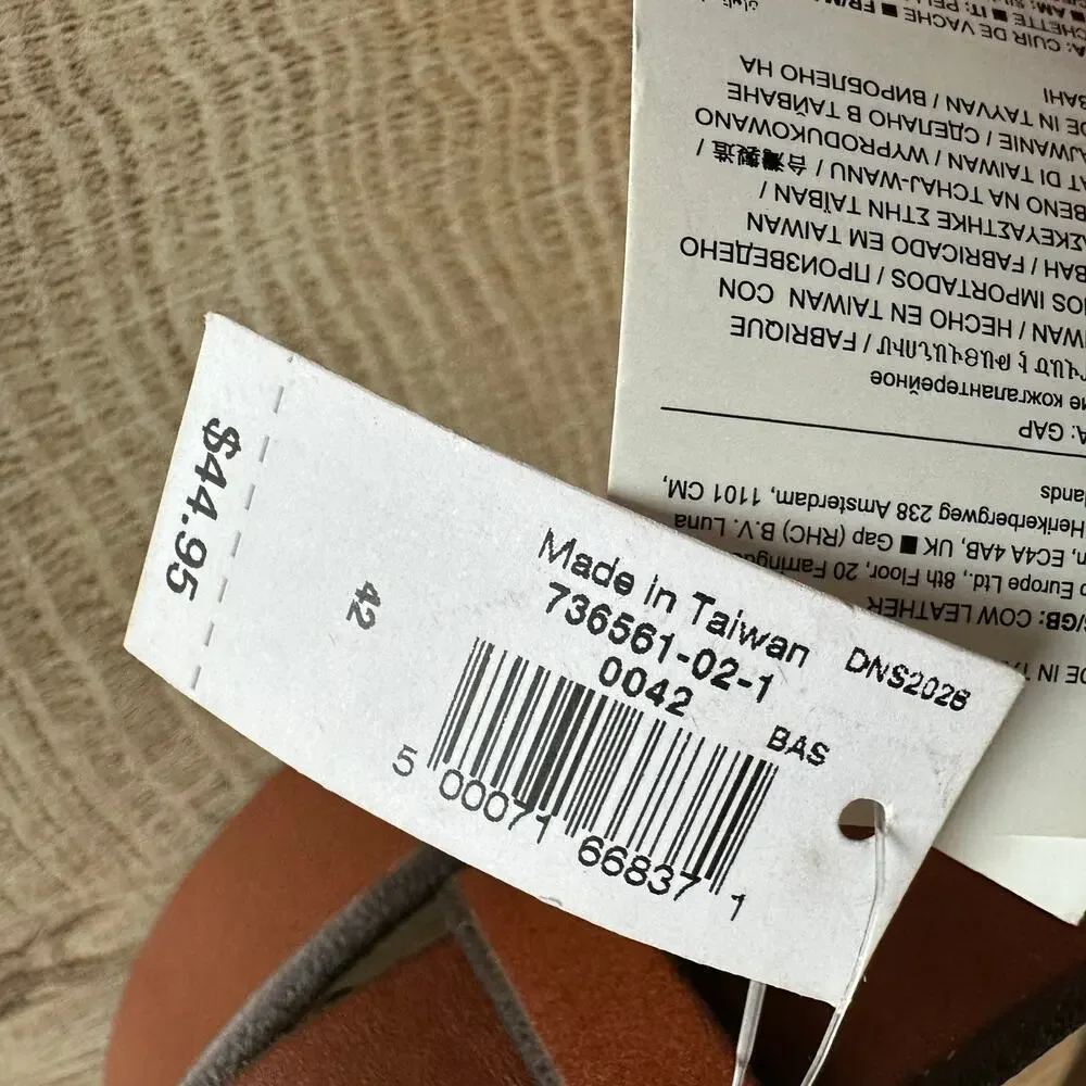 Gap Men's Leather Belt Brown Cognac Gold Tone 42