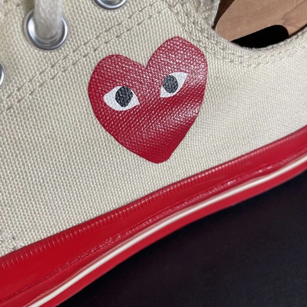 Converse X COMME des GARCONS PLAY CDG Chuck Taylor Low Egret Red Mens Sz US 10