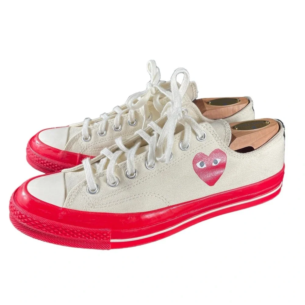 Converse X COMME des GARCONS PLAY CDG Chuck Taylor Low Egret Red Mens Sz US 10