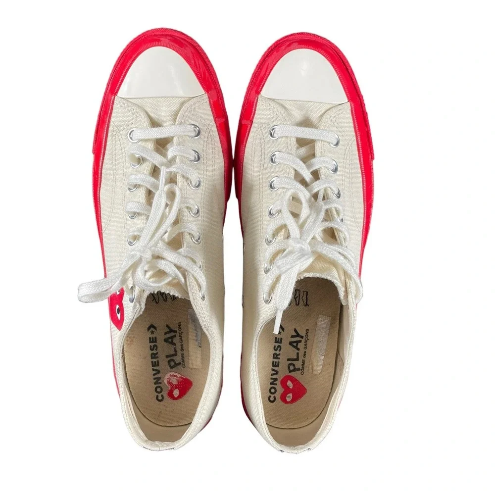 Converse X COMME des GARCONS PLAY CDG Chuck Taylor Low Egret Red Mens Sz US 10