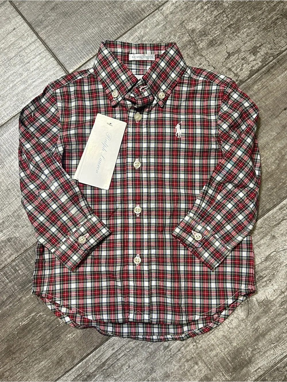 Ralph Lauren Red and White Plaid Button-Down Shirt for Kids