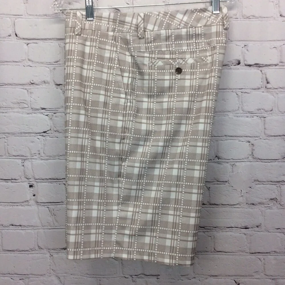 Adidas Golf Shorts Men’s 34 Athleisure Climalite Plaid Chino Flat Front Stretch