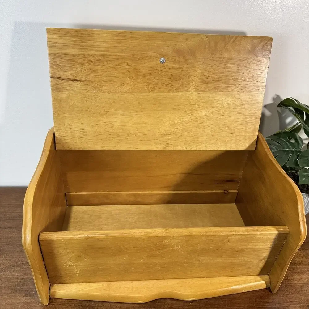 Vintage Kamenstein Wooden Bread Box Storage Bin with Floral Knob Cottagecore