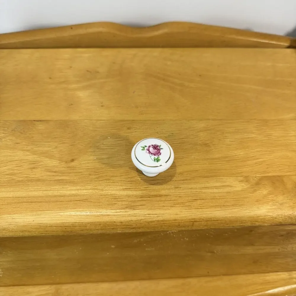 Vintage Kamenstein Wooden Bread Box Storage Bin with Floral Knob Cottagecore