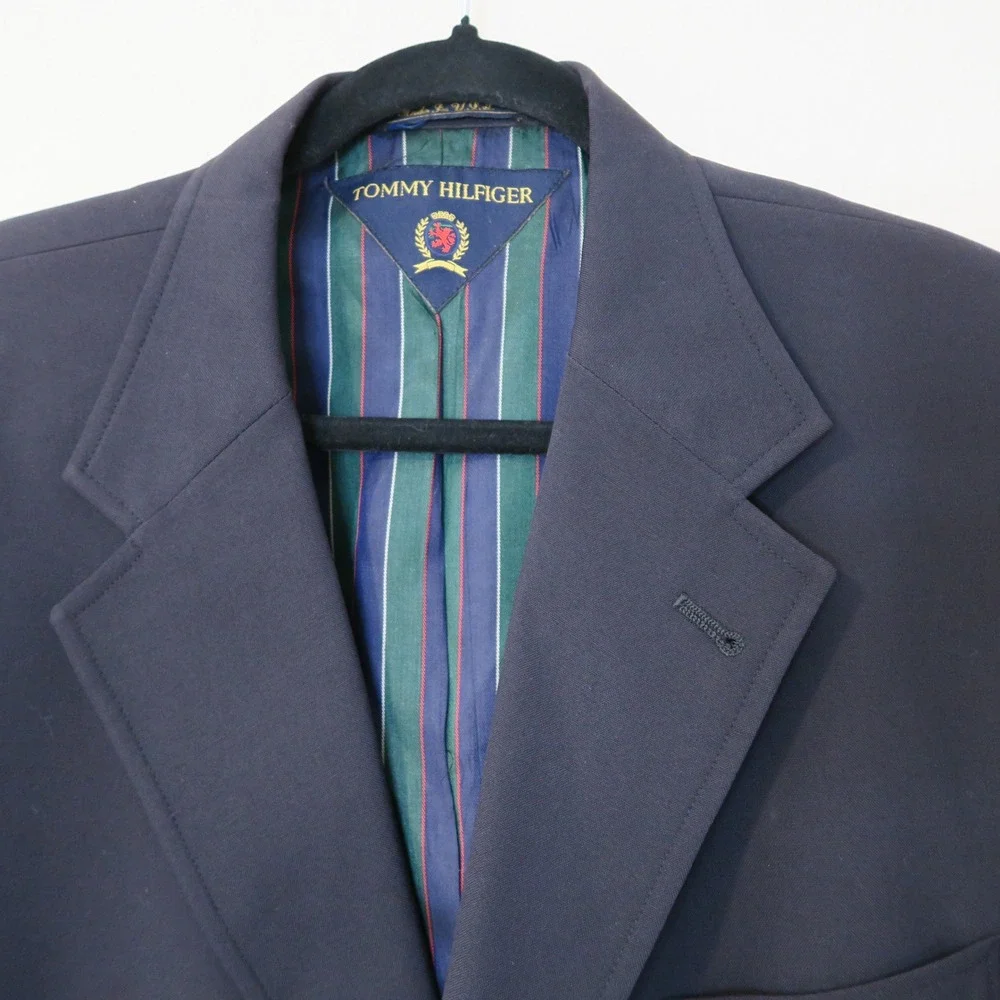 Tommy Hilfiger Sport Coat By Dillards Navy Blue Union Made‎ 1970s Vintage