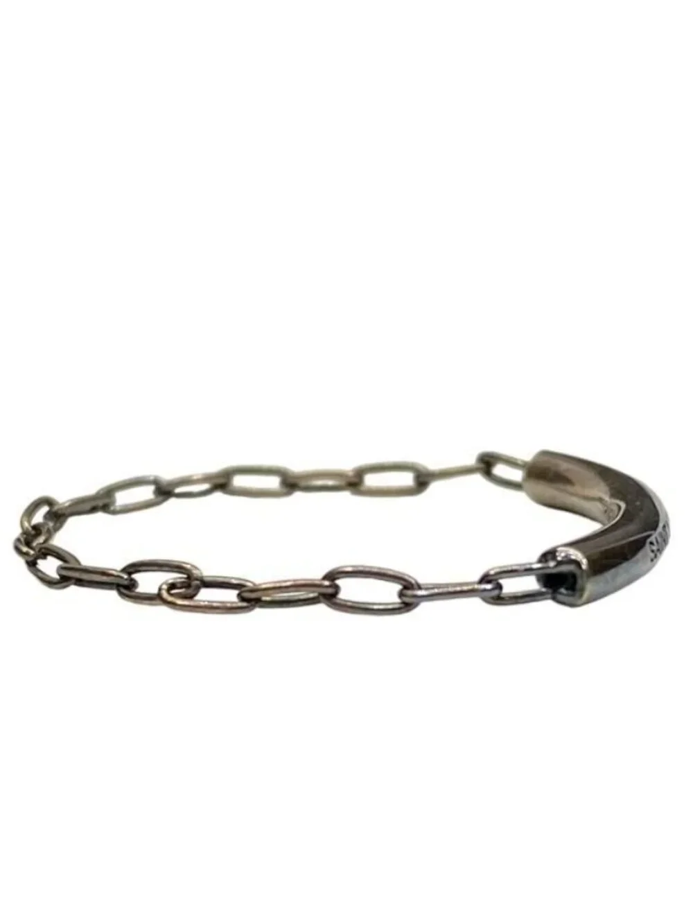 Saint Laurent Ring Chain Accessory Small Logo Metal Black Size 10