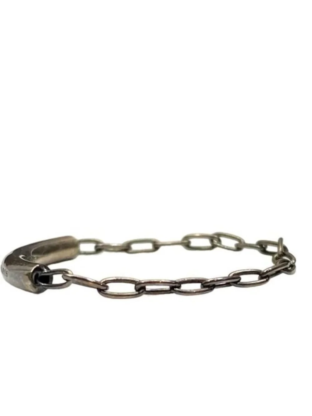 Saint Laurent Ring Chain Accessory Small Logo Metal Black Size 10