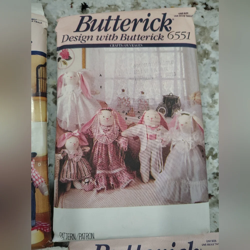 Vintage Craft Sewing Pattern Lot Cows, Bunnies‎ Dolls Quilt Butterick Simplicity
