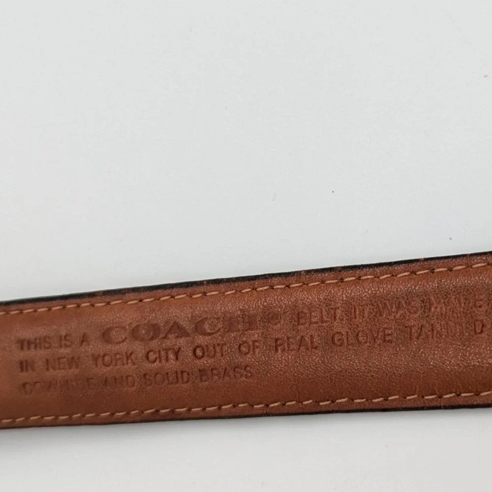 Vintage Coach 8310 Tan Glove Tanned Leather Belt Solid Brass Buckle Size 34 85cm