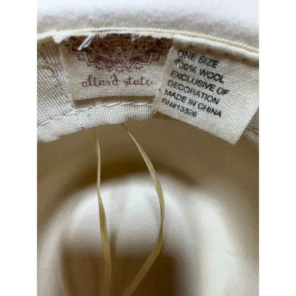 Altar’d State Women’s Fedora Hat 100% Wool White Western Cowboy