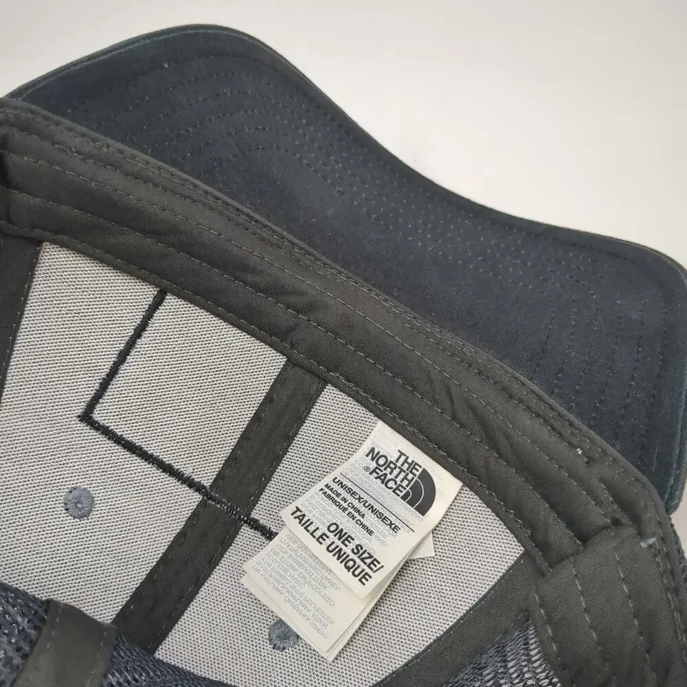 The North Face Trucker Hat Gray Black One Size Mesh Snapback Logo Patch Outdoor
