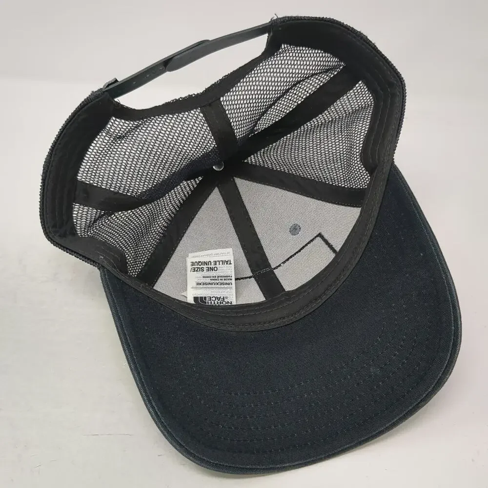 The North Face Trucker Hat Gray Black One Size Mesh Snapback Logo Patch Outdoor