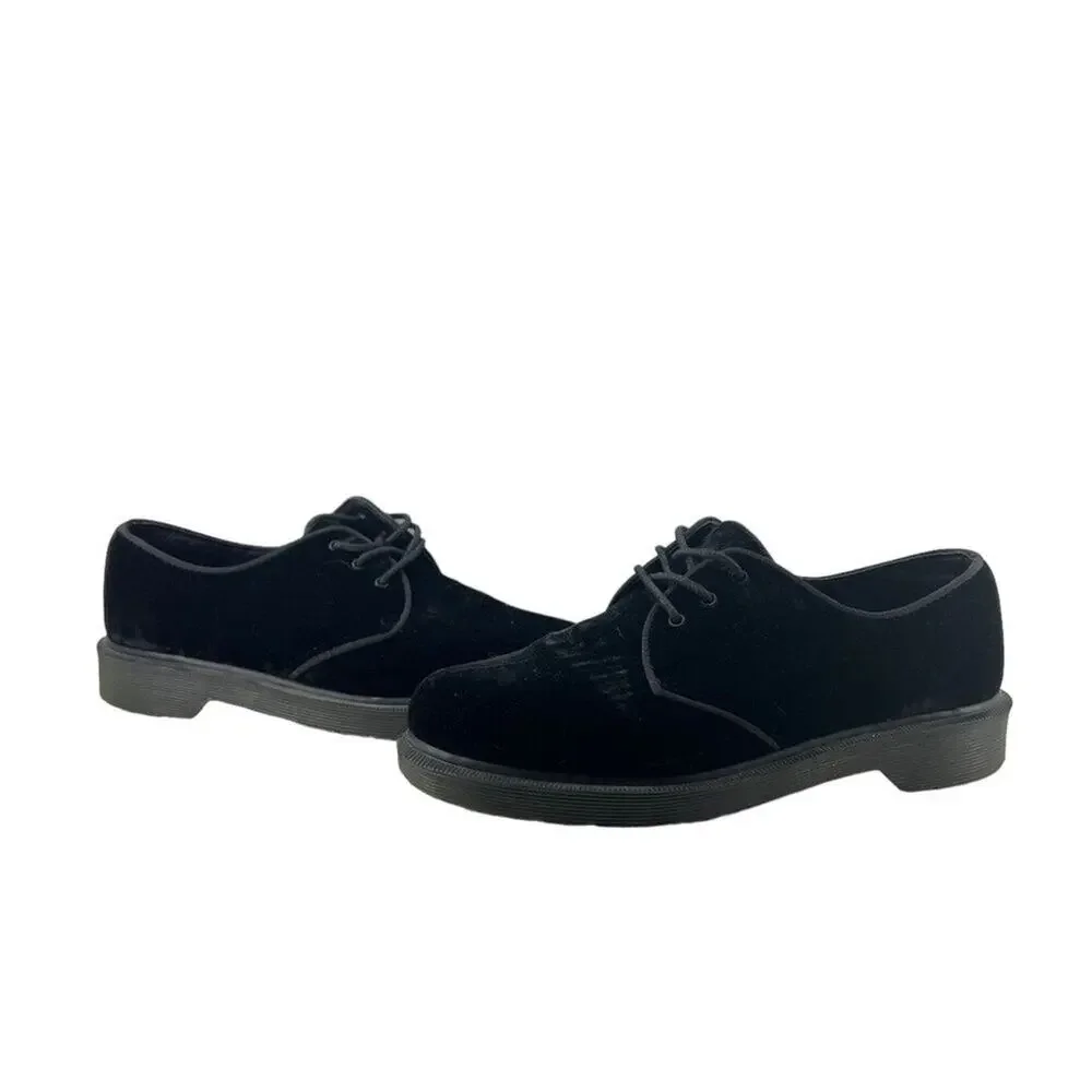 Dr Marten Hugh Black Velvet Lace Up Oxford Mens Size 6 EU 38