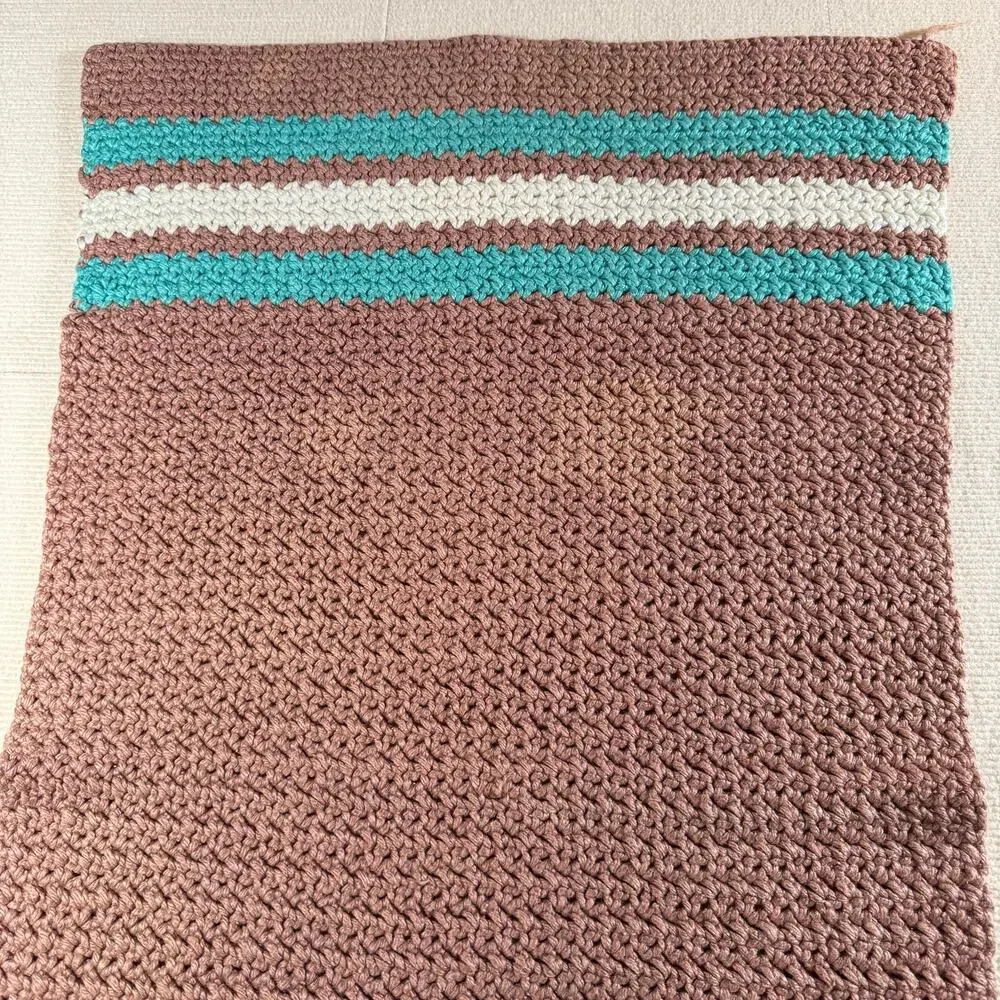 Handmade Crochet Striped Car Seat/Stroller/Pet Blanket 18.5 x 20.5  See NOTE