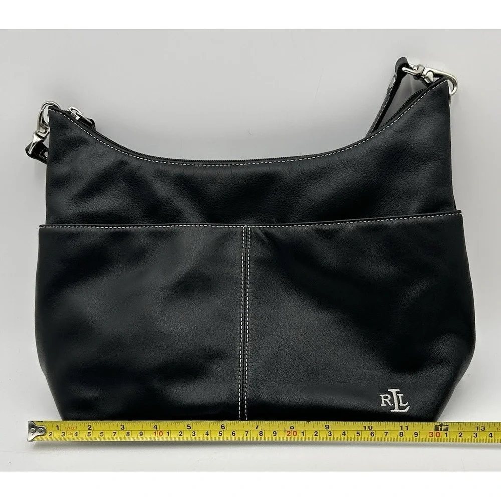 Lauren Ralph Lauren Medium Black Embroidered Hobo Bag