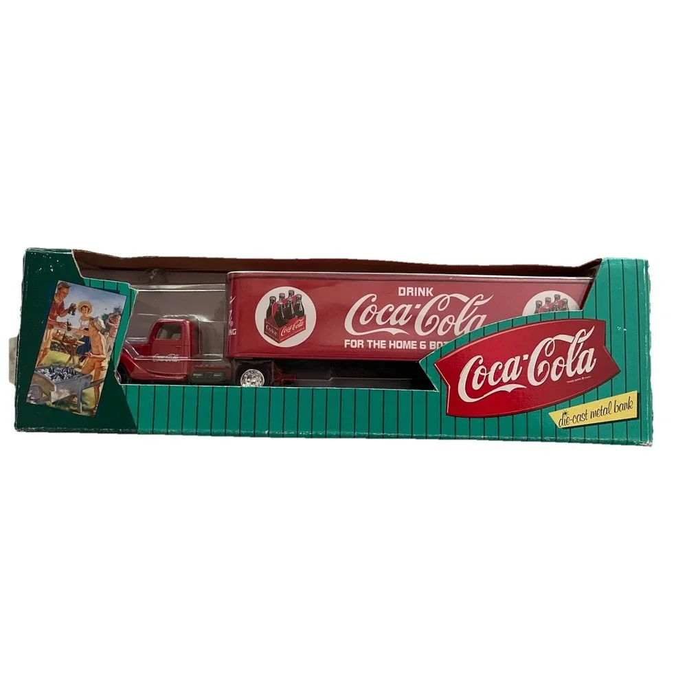 Vintage Coca-Cola Delivery Tractor Trailer Die-Cast Metal‎ Bank by Ertl-1996-NIB