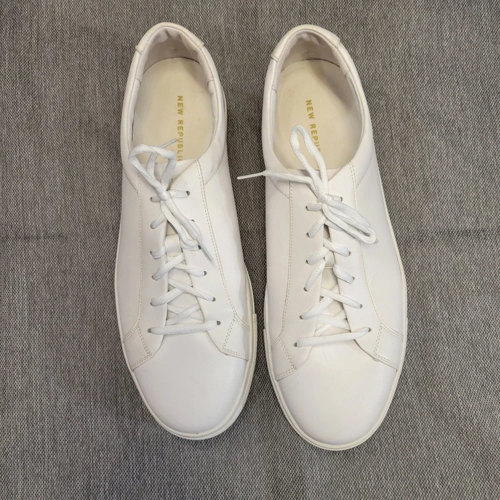 New Republic Kurt Leather Sneakers Mens 13 White Low Top Trainers NR-01-025-001
